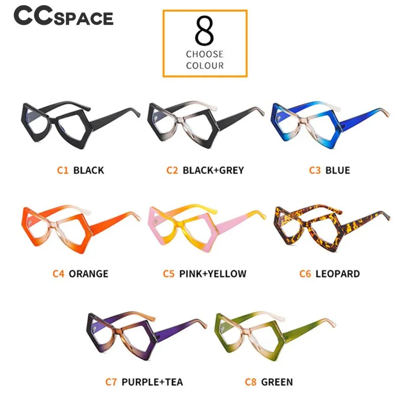 CCspace Unisex Full Rim Polygonal Cat Eye Acetate Frame Eyeglasses 54620