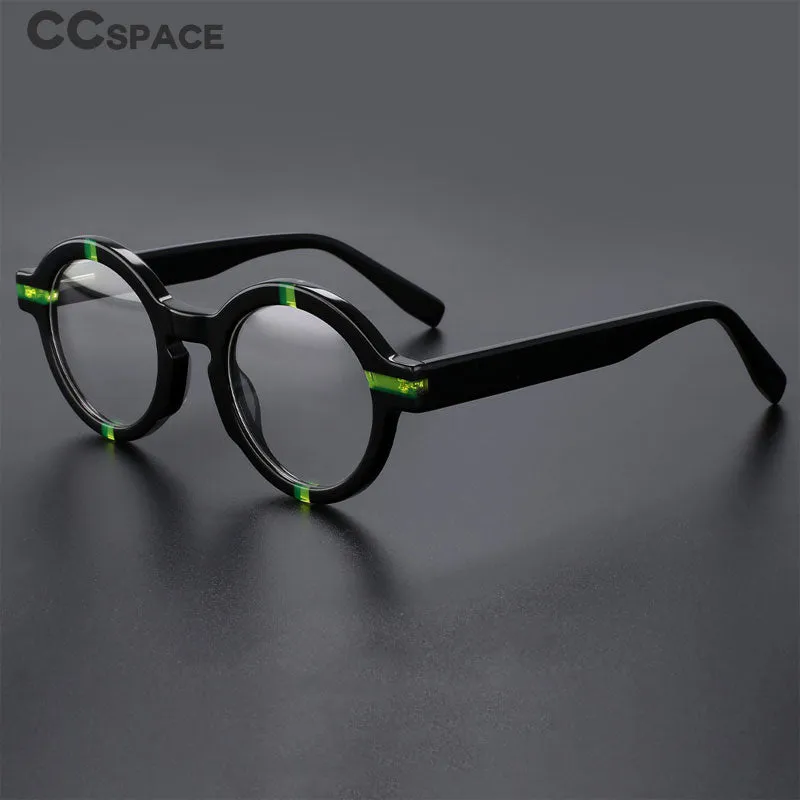 Unisex Full-Rim Round Acetate Eyeglasses - CCspace Model 56500 - Stylish and Durable Frames for Everyday Wear