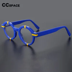 Unisex Full-Rim Round Acetate Eyeglasses - CCspace Model 56500 - Stylish and Durable Frames for Everyday Wear