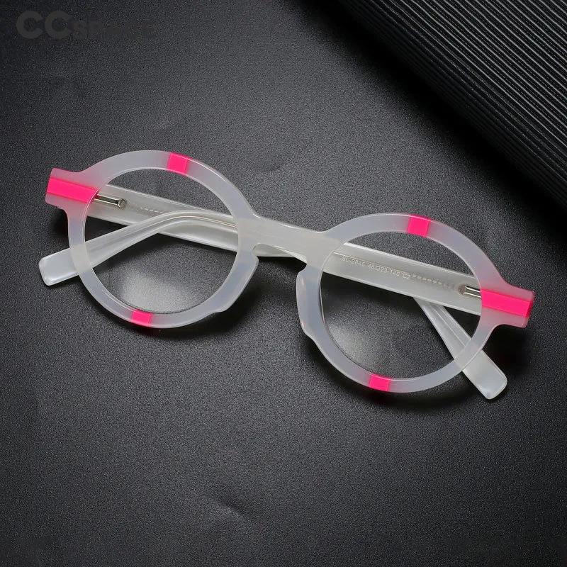 Unisex Full-Rim Round Acetate Eyeglasses - CCspace Model 56500 - Stylish and Durable Frames for Everyday Wear