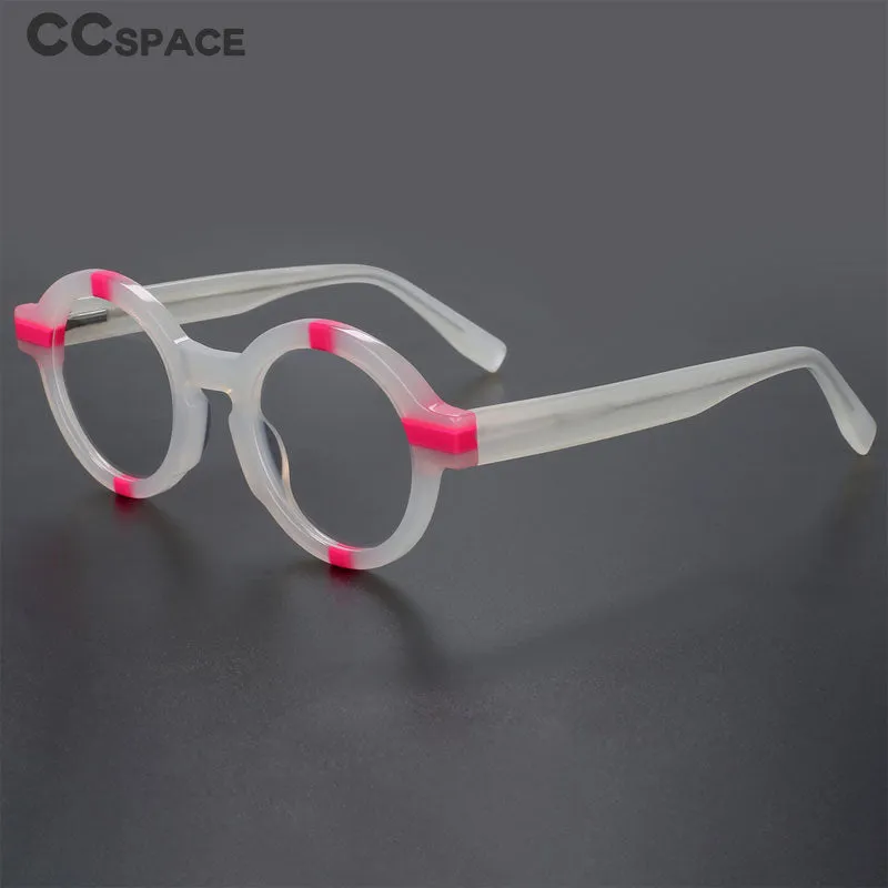 Unisex Full-Rim Round Acetate Eyeglasses - CCspace Model 56500 - Stylish and Durable Frames for Everyday Wear