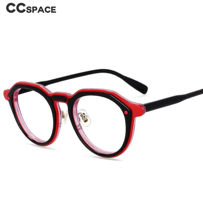 CCspace Unisex Full Rim Round Acetate Frame Eyeglasses 54541