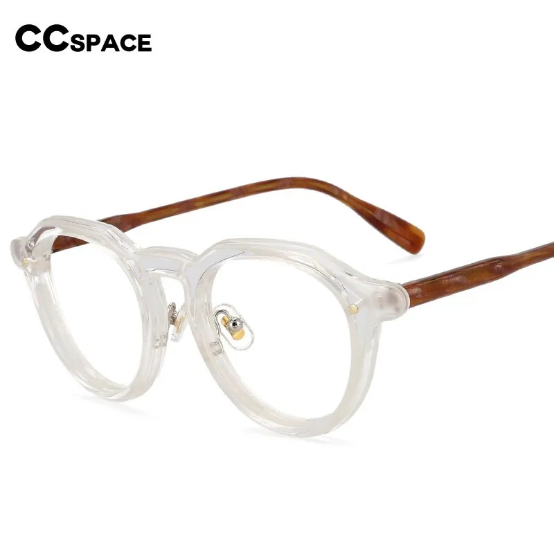 CCspace Unisex Full Rim Round Acetate Frame Eyeglasses 54541