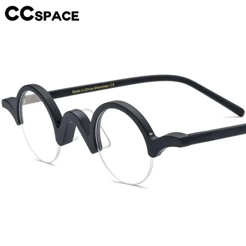 CCspace Unisex Semi Rim Round Acetate Eyeglasses 56883