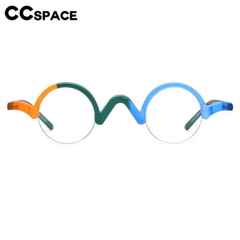 CCspace Unisex Semi Rim Round Acetate Eyeglasses 56883