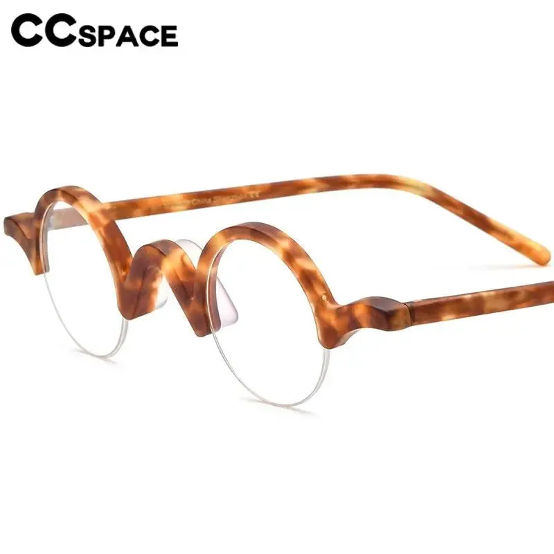 CCspace Unisex Semi Rim Round Acetate Eyeglasses 56883