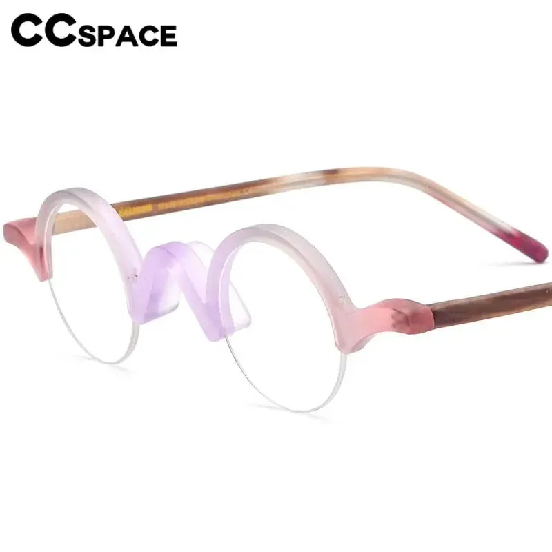 CCspace Unisex Semi Rim Round Acetate Eyeglasses 56883