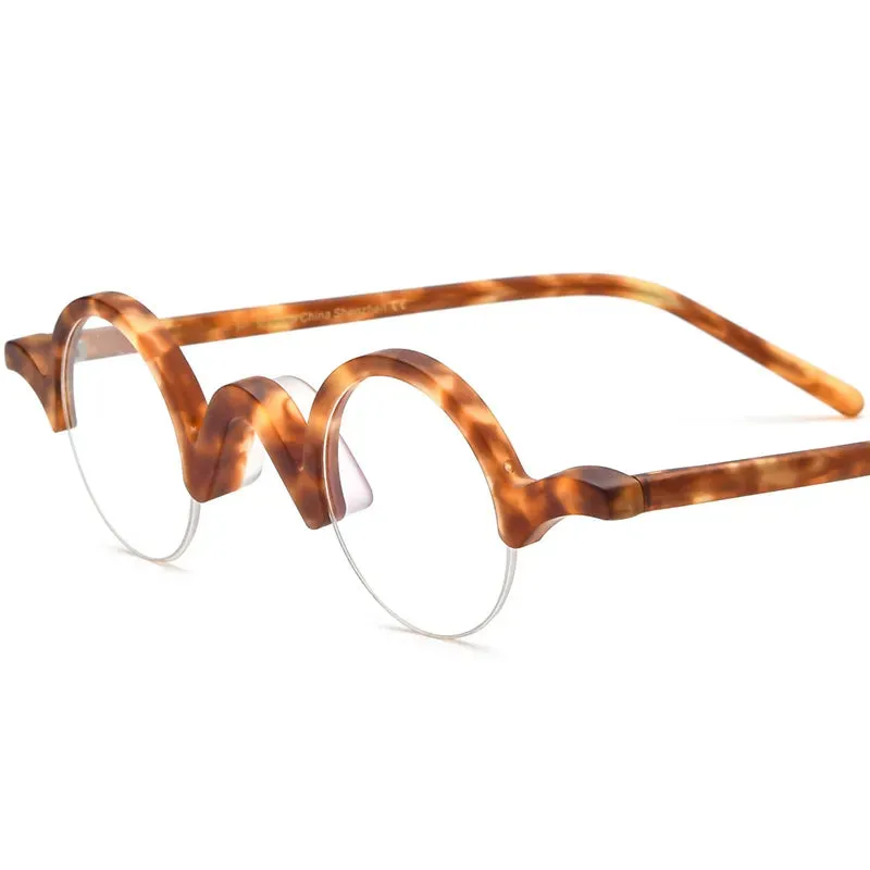 CCspace Unisex Semi Rim Round Acetate Eyeglasses 56883