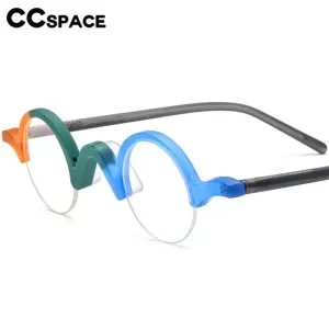 CCspace Unisex Semi Rim Round Acetate Eyeglasses 56883