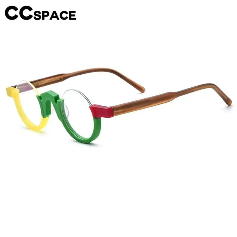 CCspace Unisex Semi Rim Round Acetate Eyeglasses 56887