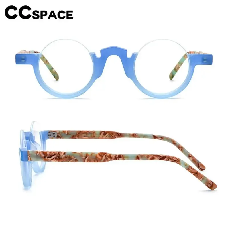 CCspace Unisex Semi Rim Round Acetate Eyeglasses 56887