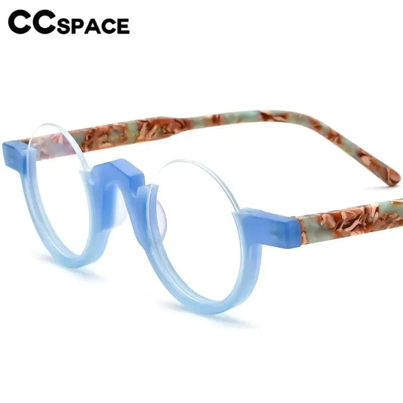 CCspace Unisex Semi Rim Round Acetate Eyeglasses 56887