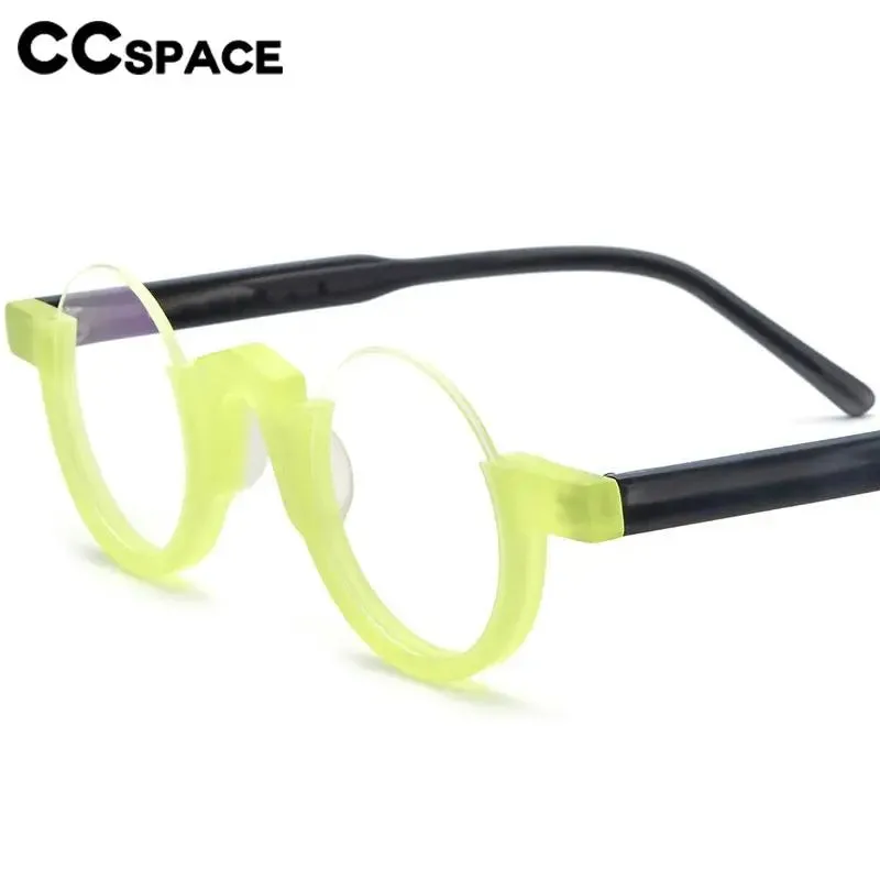 CCspace Unisex Semi Rim Round Acetate Eyeglasses 56887