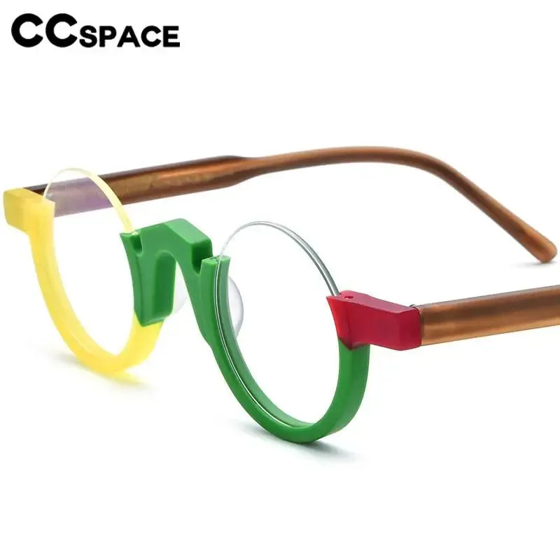 CCspace Unisex Semi Rim Round Acetate Eyeglasses 56887