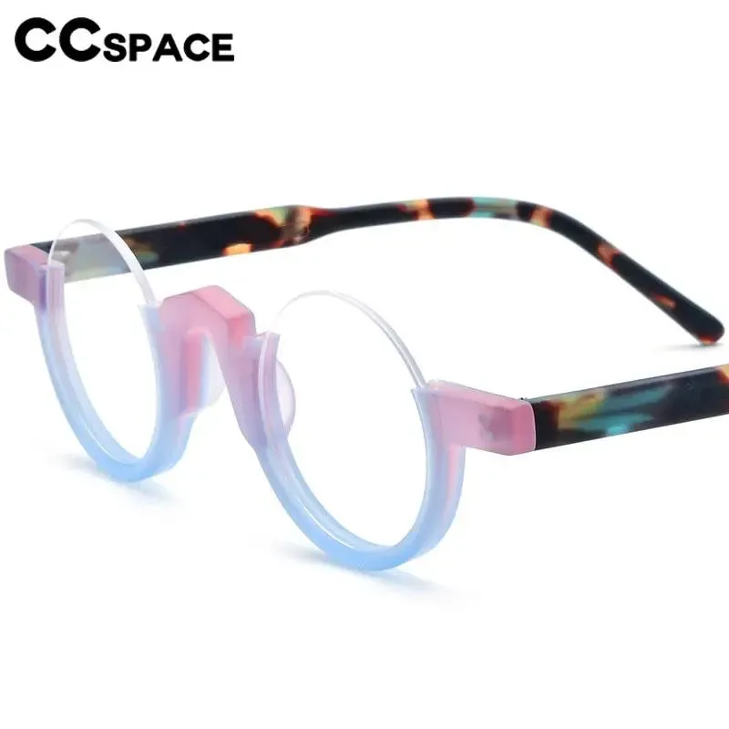 CCspace Unisex Semi Rim Round Acetate Eyeglasses 56887