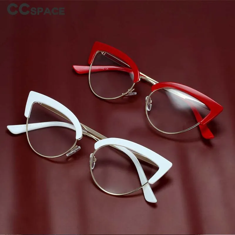 CCspace Women's Full Rim Brow Line Cat Eye Tr 90 Alloy Eyeglasses 54115