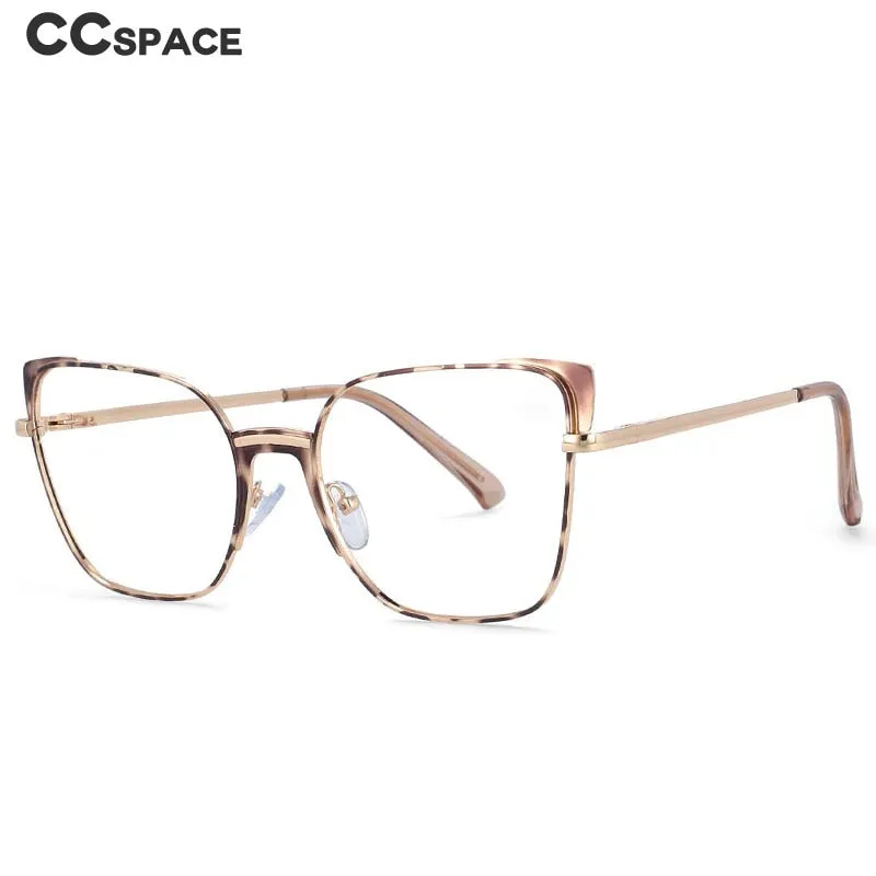 CCspace Women's Full Rim Rectangle Cat Eye Alloy Frame Eyeglasses 53587