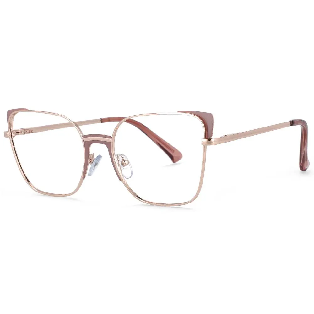 CCspace Women's Full Rim Rectangle Cat Eye Alloy Frame Eyeglasses 53587