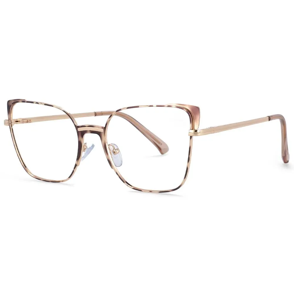 CCspace Women's Full Rim Rectangle Cat Eye Alloy Frame Eyeglasses 53587