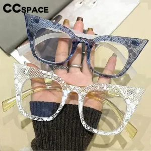 CCspace Women's Full Rim Square Cat Eye Plastic Eyeglasses 57424