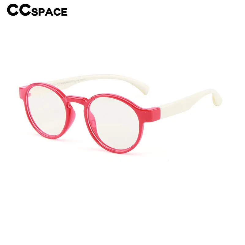 CCspace Youth Unisex Full Rim Round Silicone Titanium Eyeglasses 55247