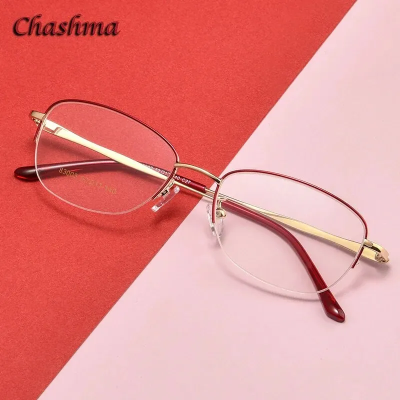 Chashma Ochki Unisex Semi Rim Square Stainless Steel Alloy Eyeglasses 83003