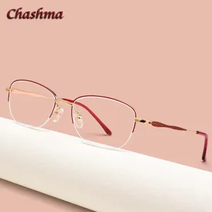 Chashma Ochki Unisex Semi Rim Square Stainless Steel Alloy Eyeglasses 83003