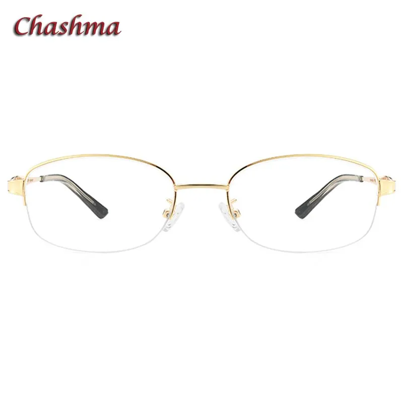 Chashma Ochki Women's Semi Rim Oval Rectangle Stainless Steel Eyeglasses 1970