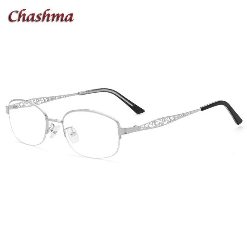 Chashma Ochki Women's Semi Rim Oval Rectangle Stainless Steel Eyeglasses 1970