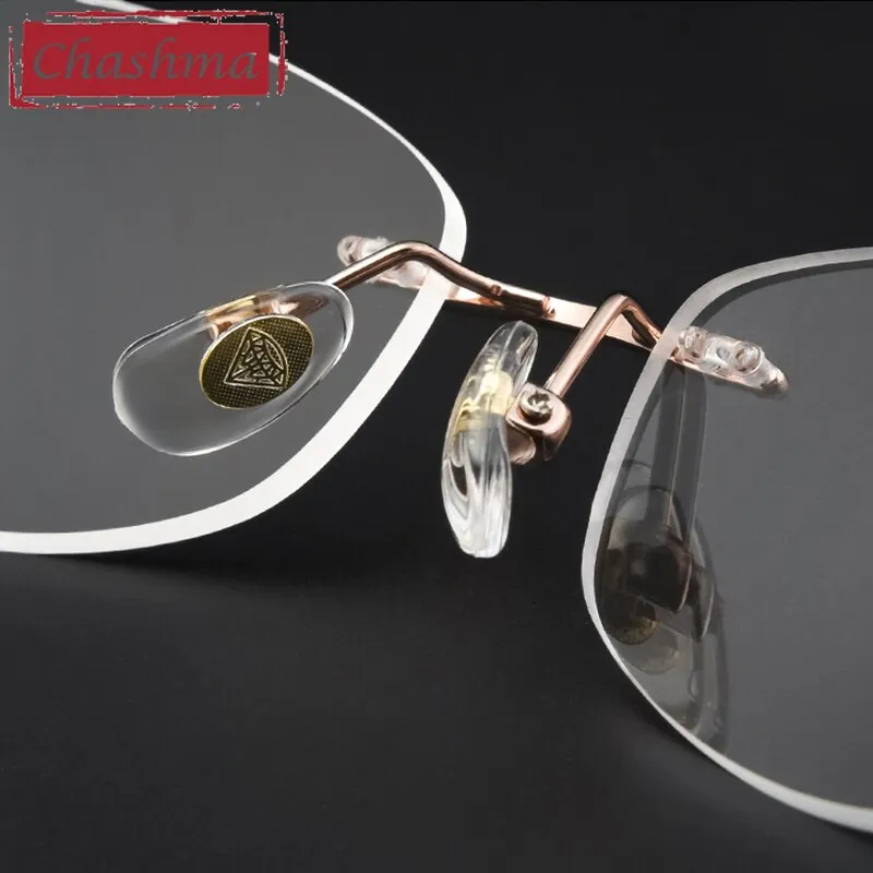 Chashma Ottica Unisex Rimless Oval Rectangle Titanium Eyeglasses 8145