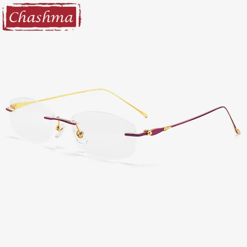 Chashma Ottica Unisex Rimless Oval Rectangle Titanium Eyeglasses 8145