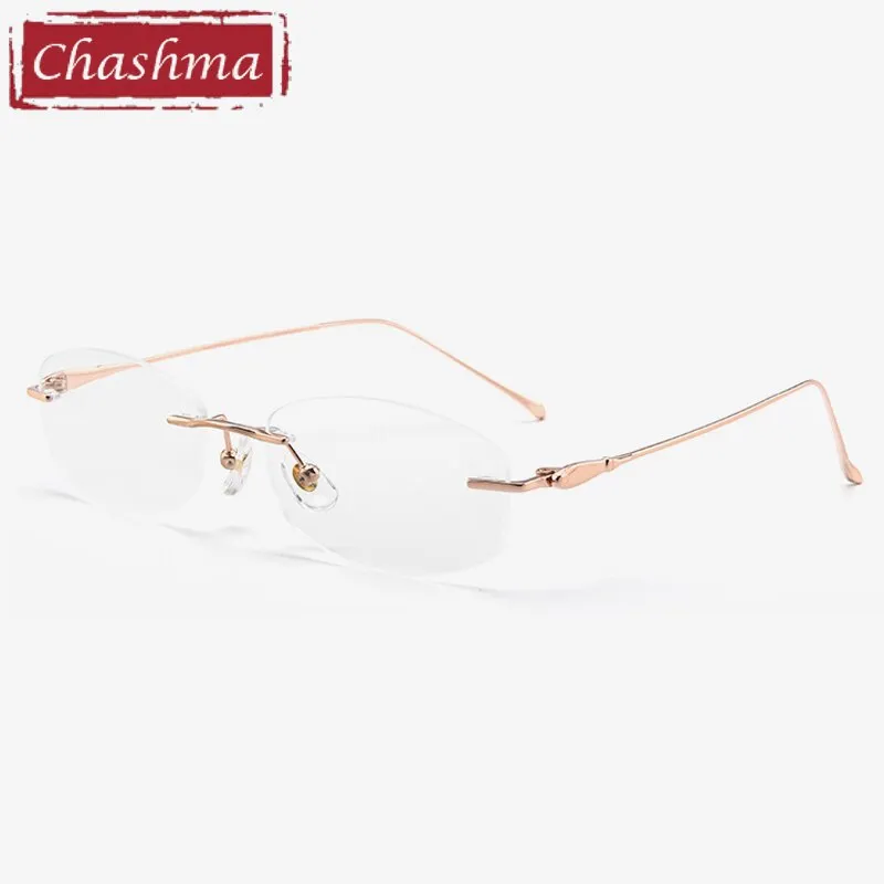 Chashma Ottica Unisex Rimless Oval Rectangle Titanium Eyeglasses 8145