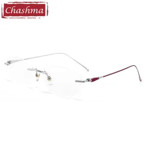 Chashma Ottica Unisex Rimless Oval Rectangle Titanium Eyeglasses 8145