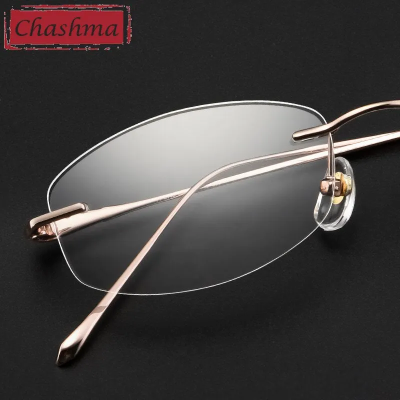 Chashma Ottica Unisex Rimless Oval Rectangle Titanium Eyeglasses 8145