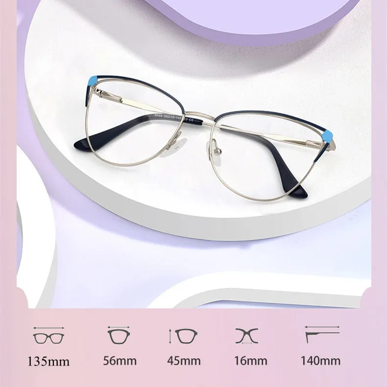 Chashma Ottica Women's Full Rim Square Cat Eye Stainless Steel Eyeglasses 8546