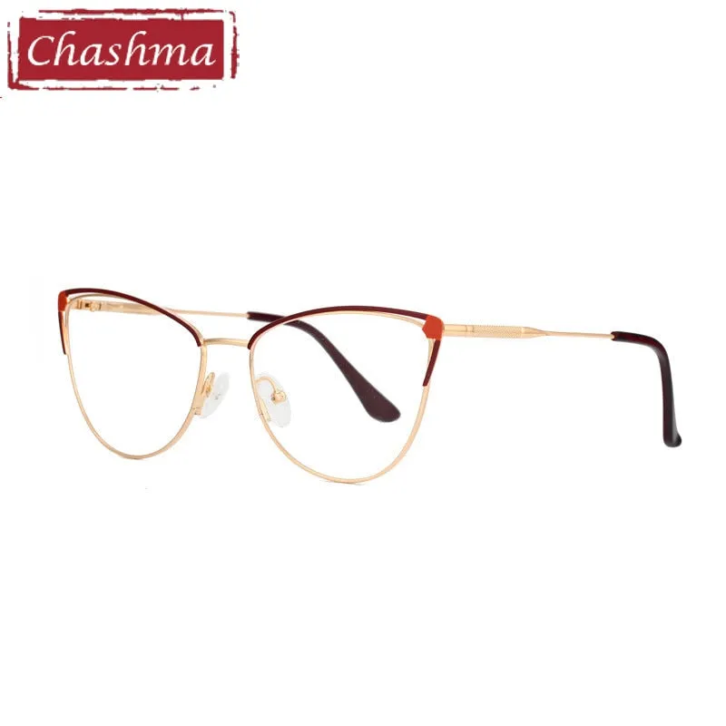 Chashma Ottica Women's Full Rim Square Cat Eye Stainless Steel Eyeglasses 8546