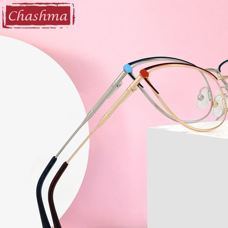 Chashma Ottica Women's Full Rim Square Cat Eye Stainless Steel Eyeglasses 8546