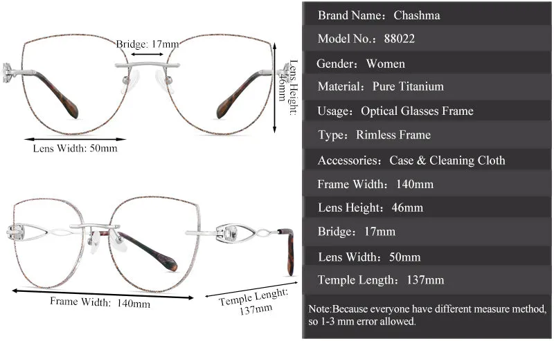 Chashma Women's Full Rim Square Titanium Frame Eyeglasses With Rhinestones B88022