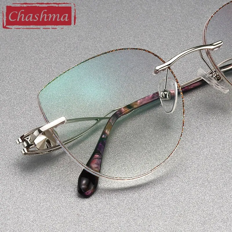 Chashma Women's Full Rim Square Titanium Frame Eyeglasses With Rhinestones B88022