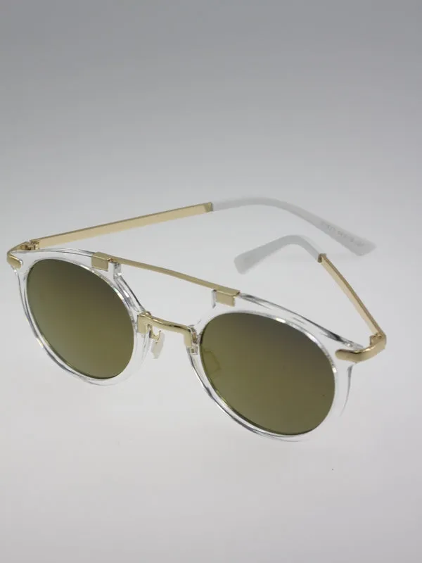 Clear Frame Round Tinted Sunglasses