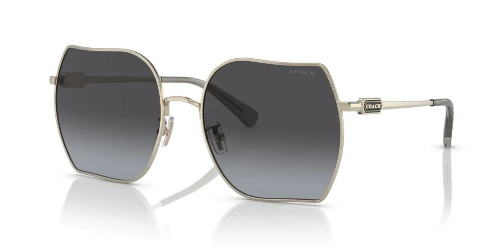 Coach Irregular Non-Polarized Sunglasses - Shiny Light Gold/Gray Gradient