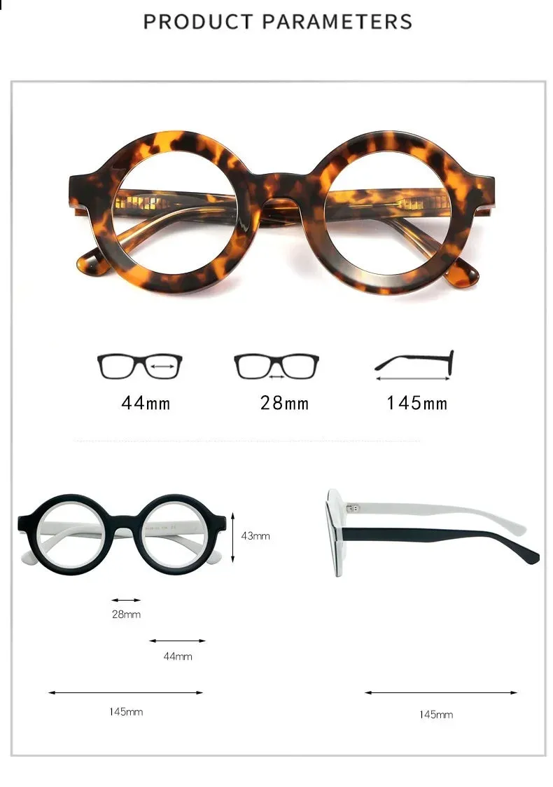 Cubojue Unisex Full Rim Round Acetate Eyeglasses C3350697