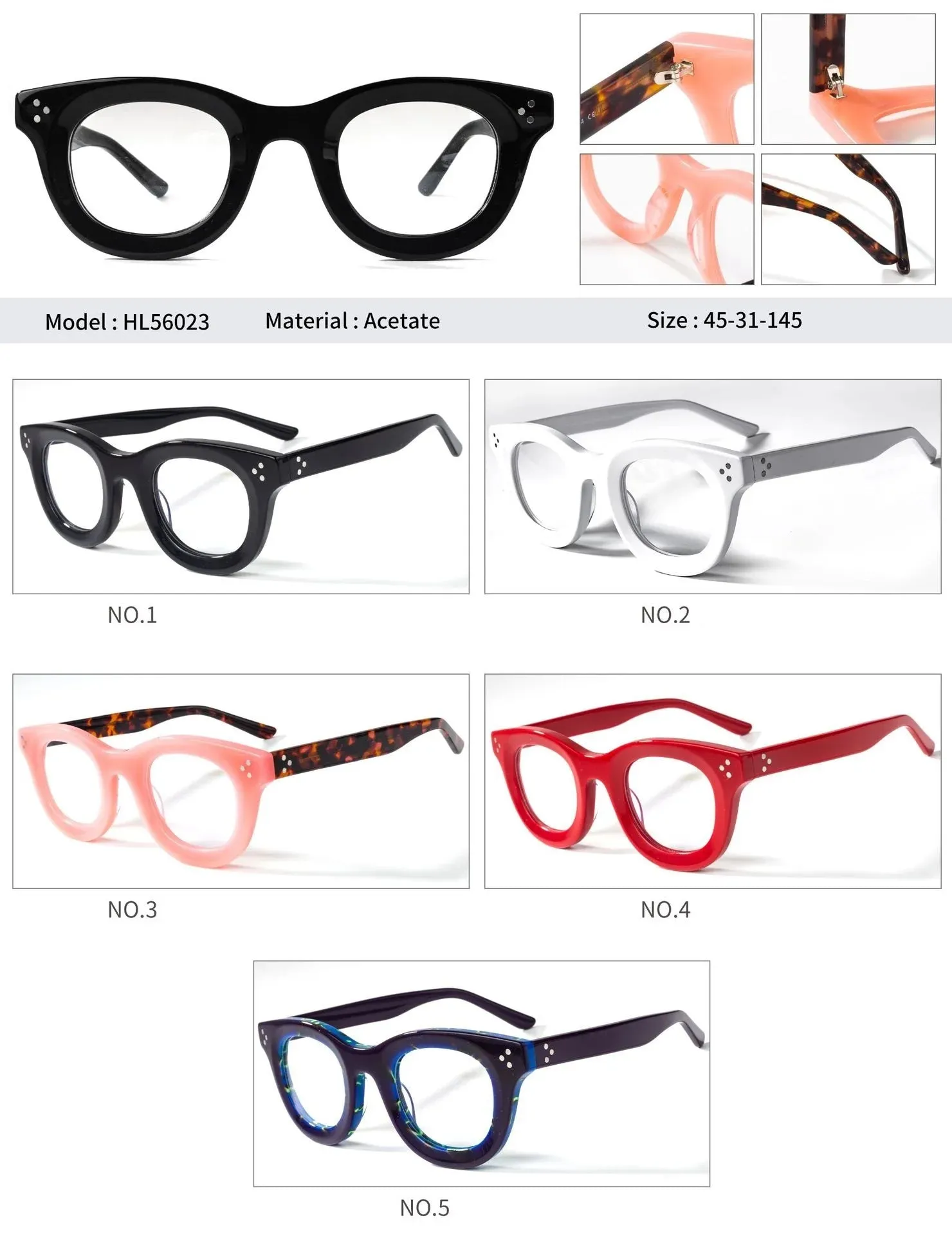 Cubojue Unisex Full Rim Round Plastic Reading Glasses Hl56023