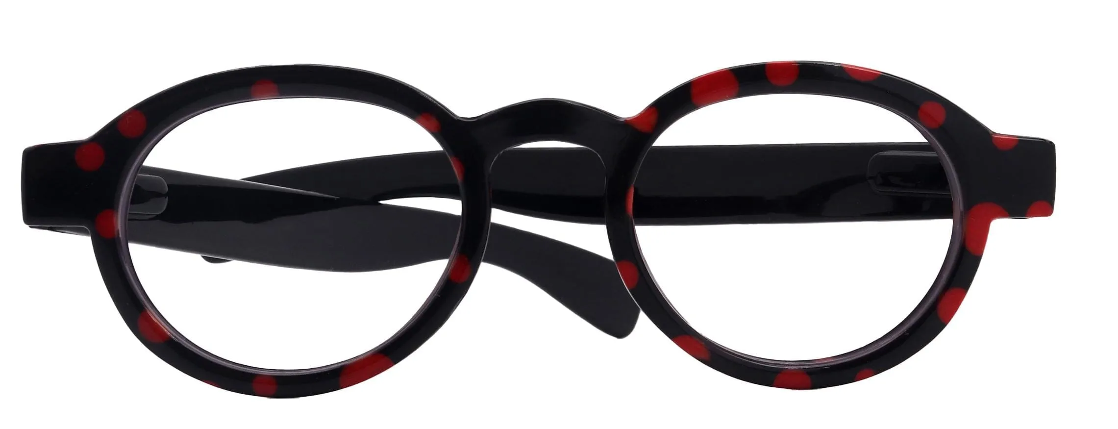 Chic Dotty Womens Round Reading Glasses with Polka-Dot Pattern - Red and Black Frames,  1.25  3 - NY Fifth Avenue Collection