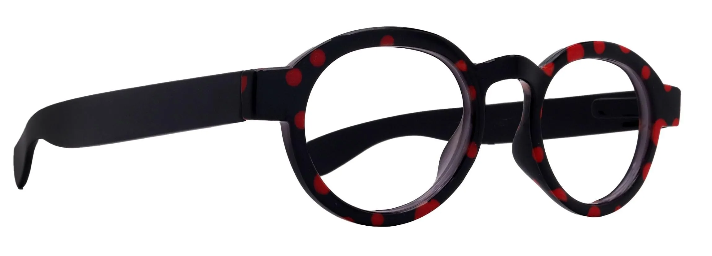 Chic Dotty Womens Round Reading Glasses with Polka-Dot Pattern - Red and Black Frames,  1.25  3 - NY Fifth Avenue Collection