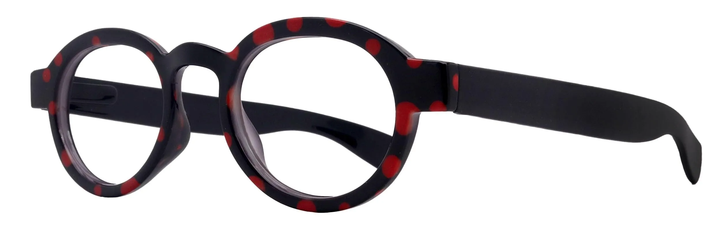 Chic Dotty Womens Round Reading Glasses with Polka-Dot Pattern - Red and Black Frames,  1.25  3 - NY Fifth Avenue Collection