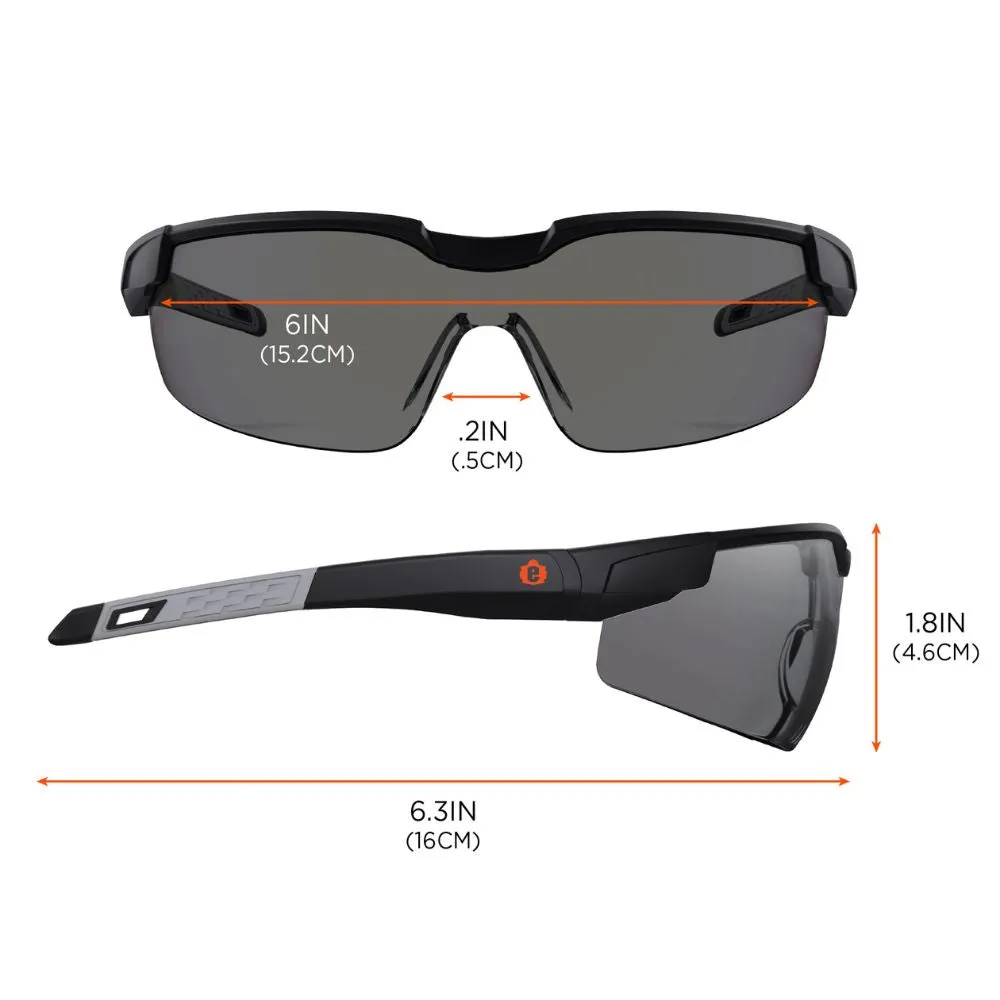 Ergodyne 50063 DELLENGER-AF Smoke Lens Matte Black Anti-Fog Safety Glasses Adjustable Temples