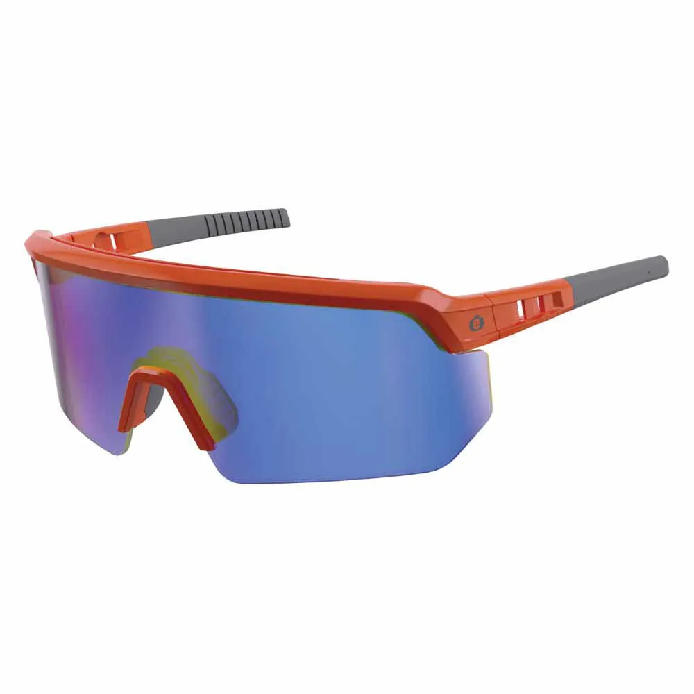 Ergodyne 55022 AEGIR-AFASM Orange Frame Blue Mirror Lens Anti Scratch Anti Fog Safety Glasses