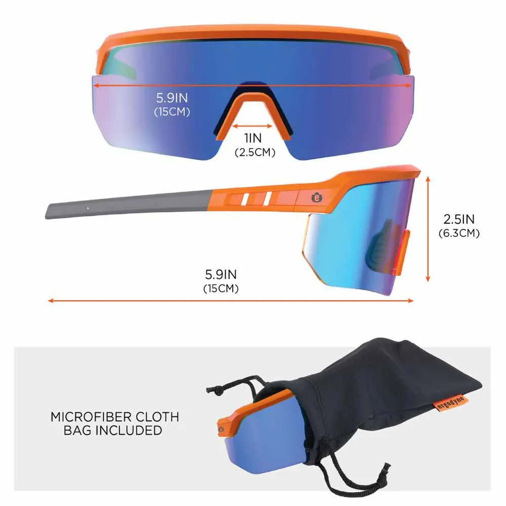 Ergodyne 55022 AEGIR-AFASM Orange Frame Blue Mirror Lens Anti Scratch Anti Fog Safety Glasses