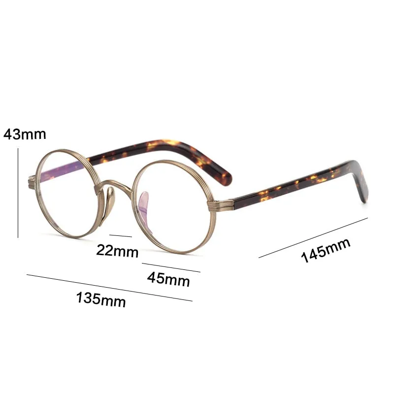 Gatenac Unisex Full Rim Round Acetate Titanium Frame Eyeglasses GXYJ350